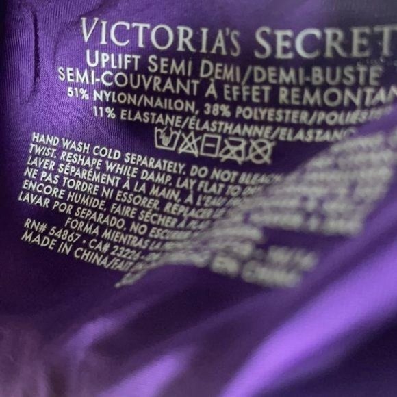 Victoria's Secret Uplift Semi Demi Purple sz 34B - Picture 2 of 4